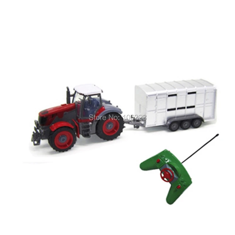 1:28 Agrimotor 4-канальном пульте дистанционного управления/Радио Управление игрушка сельскохозяйственный трактор, RC фермер автомобили с прицепом Oxcart/лошадиная повозка/фон для фотографий для косилки