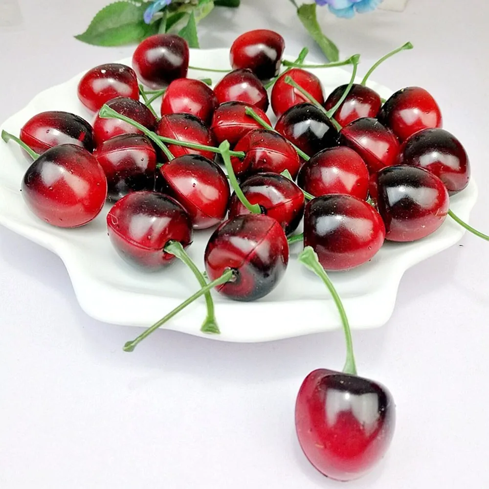 Artificial Fruit Simulation Faux Mini Apple Cute Red Apple Cherries Photograph Props For Fruit shop Decoration Baby Toys