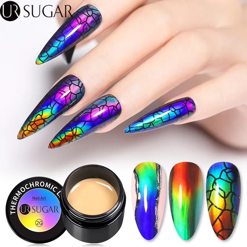 Термохромный жидкий неоновый УФ Гель лак UR SUGAR для ногтей изменяющий цвет 2 г