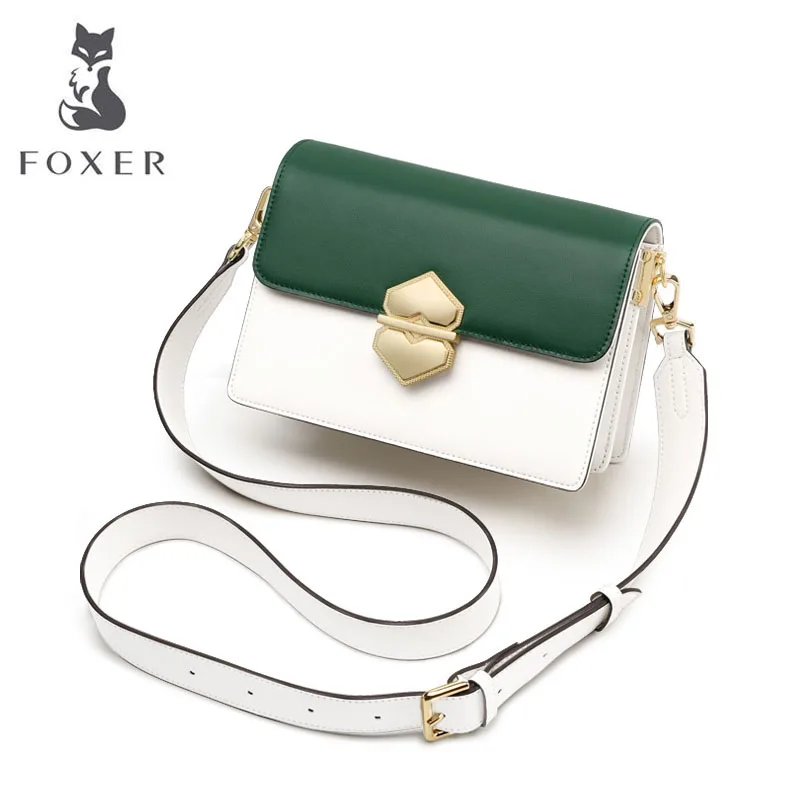 FOXER новые женские кожаные сумки из воловьей кожи, качественные модные женские сумки из разных материалов, женская кожаная сумка через плечо