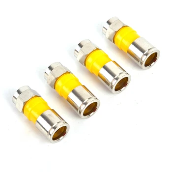 

10pcs Yellow RG6 F Type Compression 2.8cm Quality Snap Seal Plug Connector