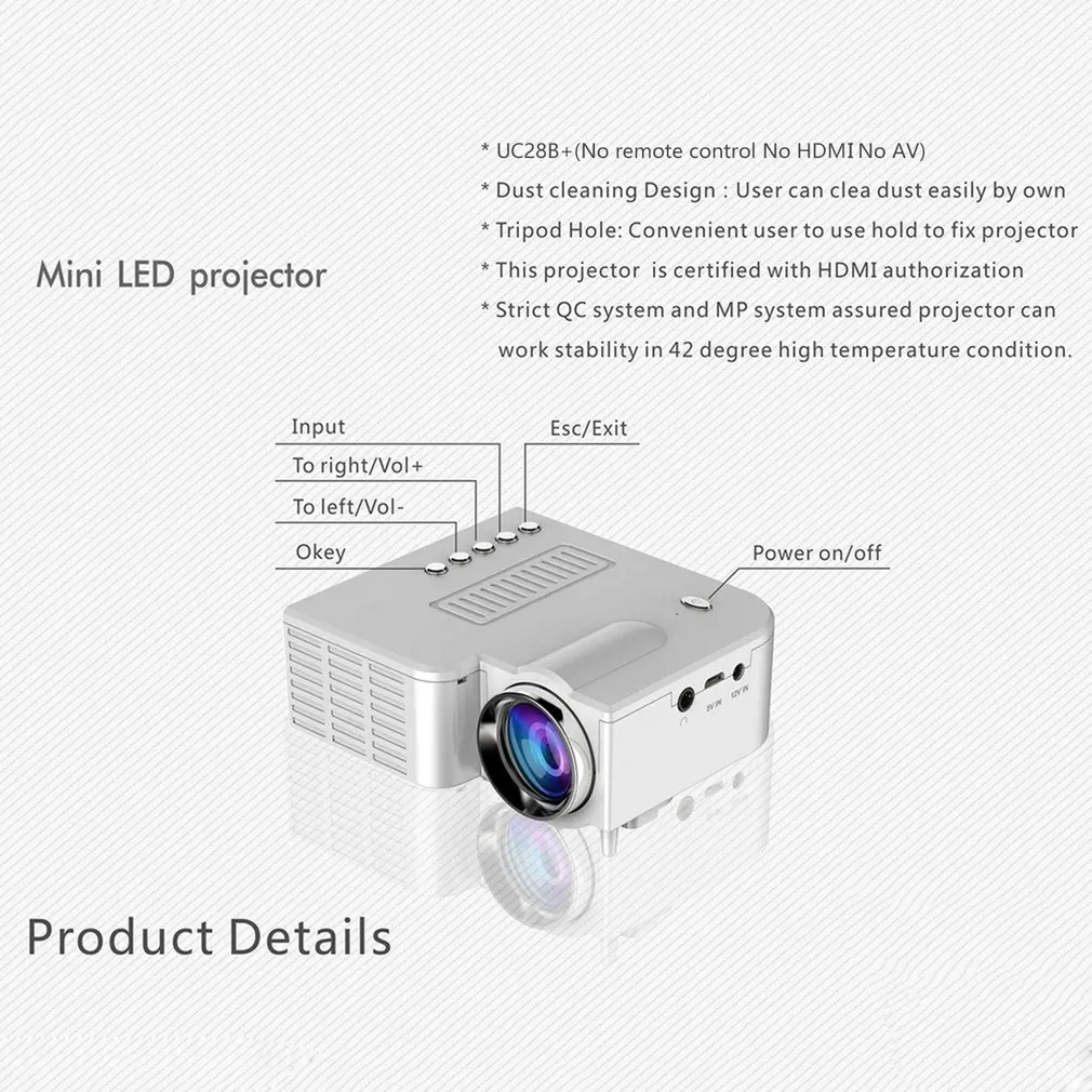 UC28B+ домашний Мини Миниатюрный портативный проектор 1080P HD Проекционный мини светодиодный проектор для домашнего кинотеатра
