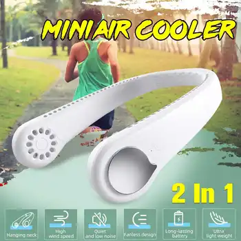 

2020 Mini USB Portable Fan Neck With Rechargeable Battery Ultra quiet wind Wearable Fan handheld Air Cooler Conditioner for Room