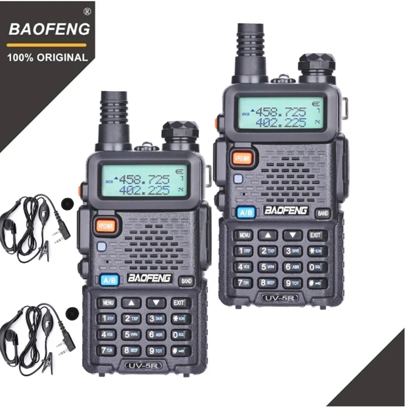 2 шт BaoFeng UV-5R иди и болтай Walkie Talkie VHF UHF 136-174 МГц & 400-520 МГц Dual Band двухстороннее радио Ham радио UV5R Портативный трансивер 5R