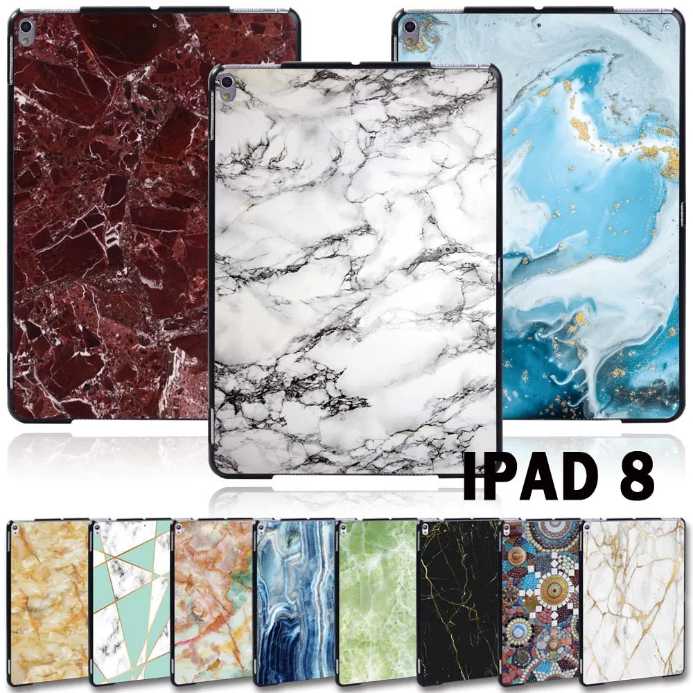 

For Apple iPad 8 10.2" 2020 (8th 8 Generation) A2428 A2429 Slim Printed Marble tablet PC Plastic Stand Protective Case Cover