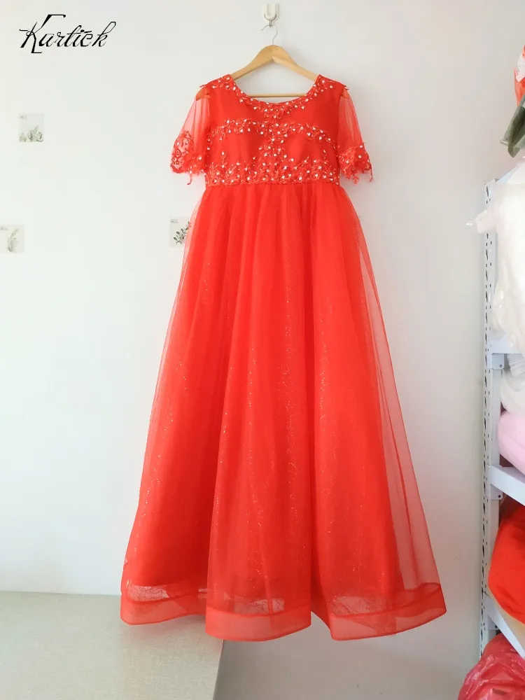 

2023 New Evening Dresses for Pregnant Women Real Ball Prom Party Pageant Formal Gown with Sleeves Fashion Beads Maternity Dress