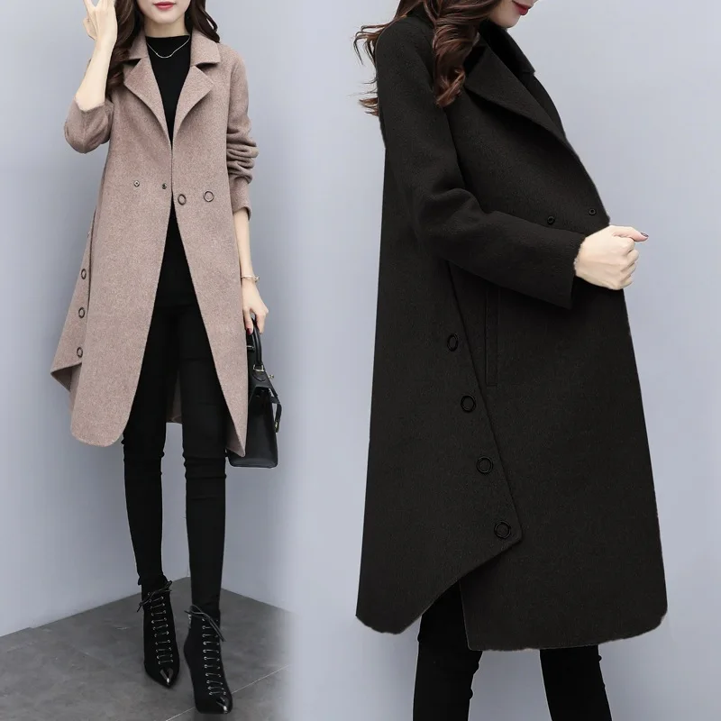 KMETRAM, осенне-зимняя женская куртка, модное шерстяное пальто, женская куртка, корейское длинное пальто, женская ветровка, Manteau Femme F1004