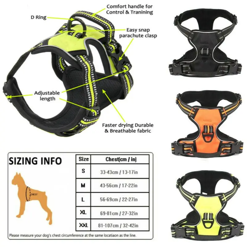 

No-pull Dog Pet Harness Reflective Outdoor Adventure Pet Vest Padded Handle
