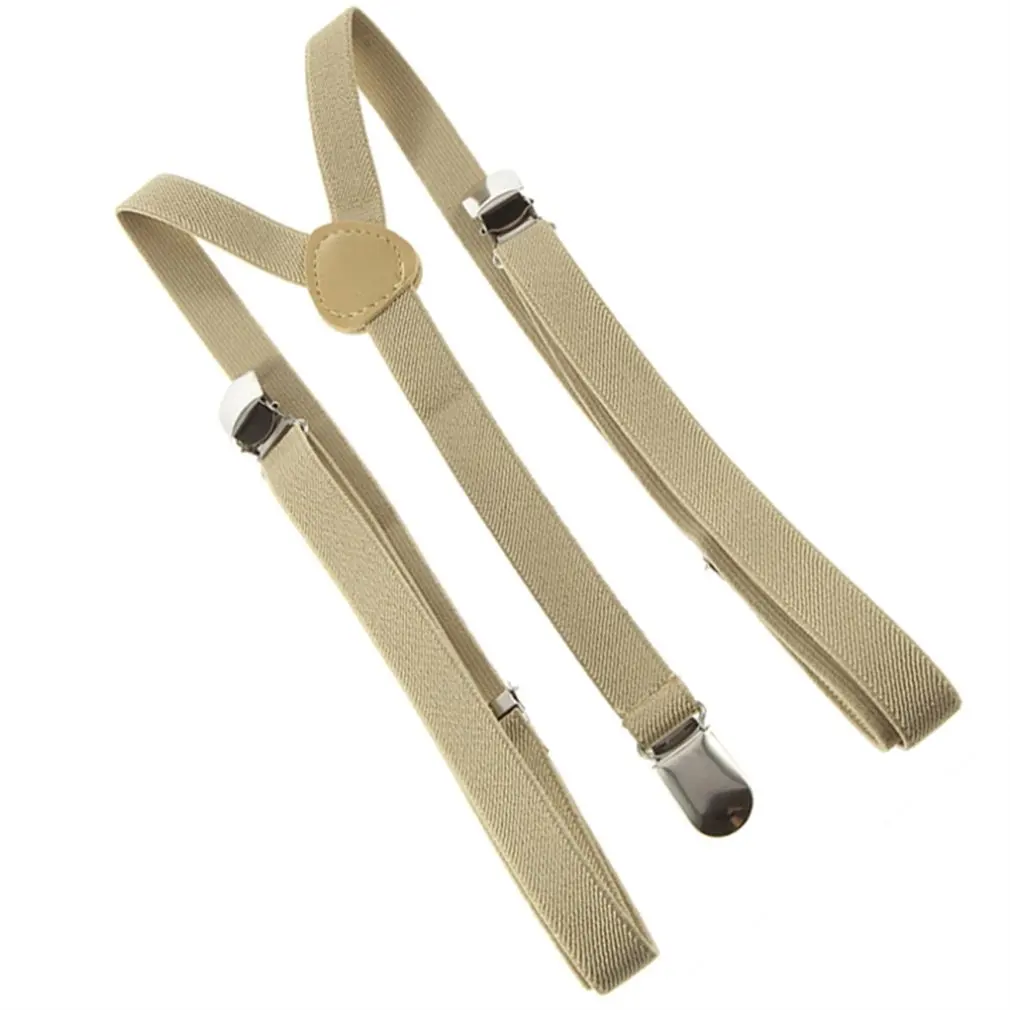 beige 1 шт. мужской женский зажим на регулируемых эластичных штанах Y-back тонкие подтяжки ремень стильный - Цвет: beige