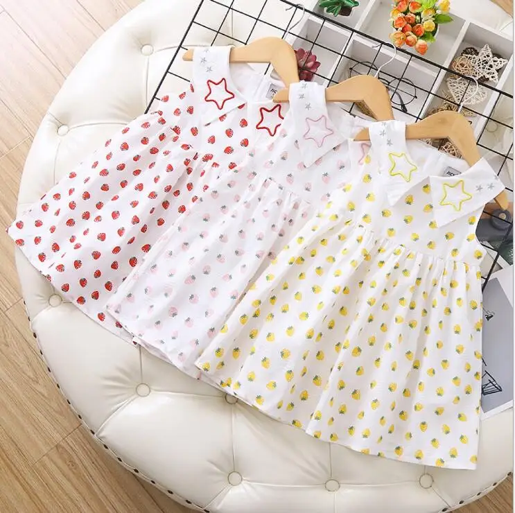 Детские платья для девочек, летние платья для малышей, хлопковая одежда с принтом для девочек, милые детские платья