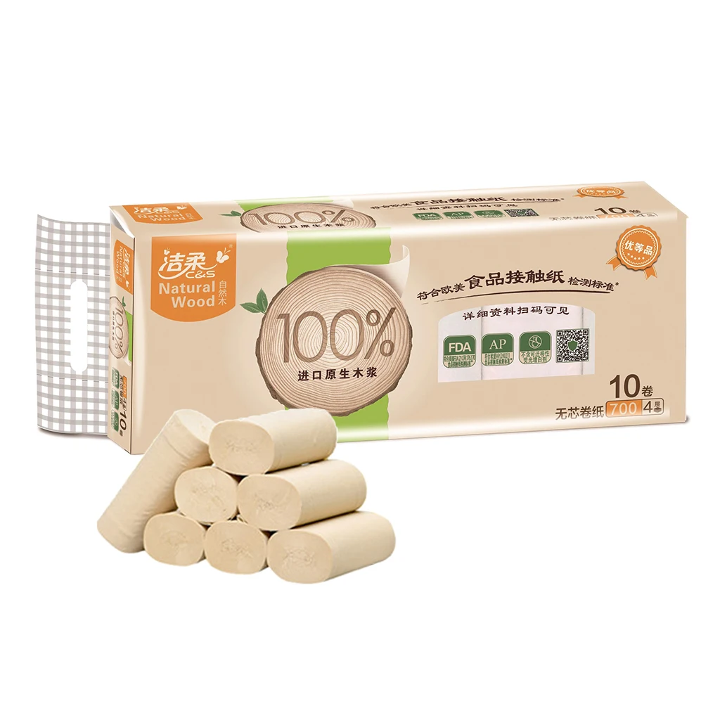 10 Rolls 4 Layers Soft Toilet Paper Roll Wood Pulp Bath Tissue Skin-friendly Care Household Towel
