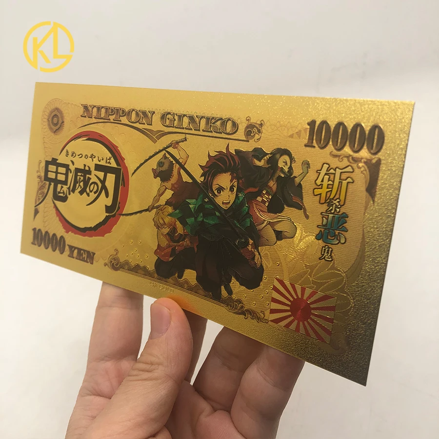 10pcs New Japanese Anime Demon Slayer Cards Tokitou Muichirou Gold Banknotes Set