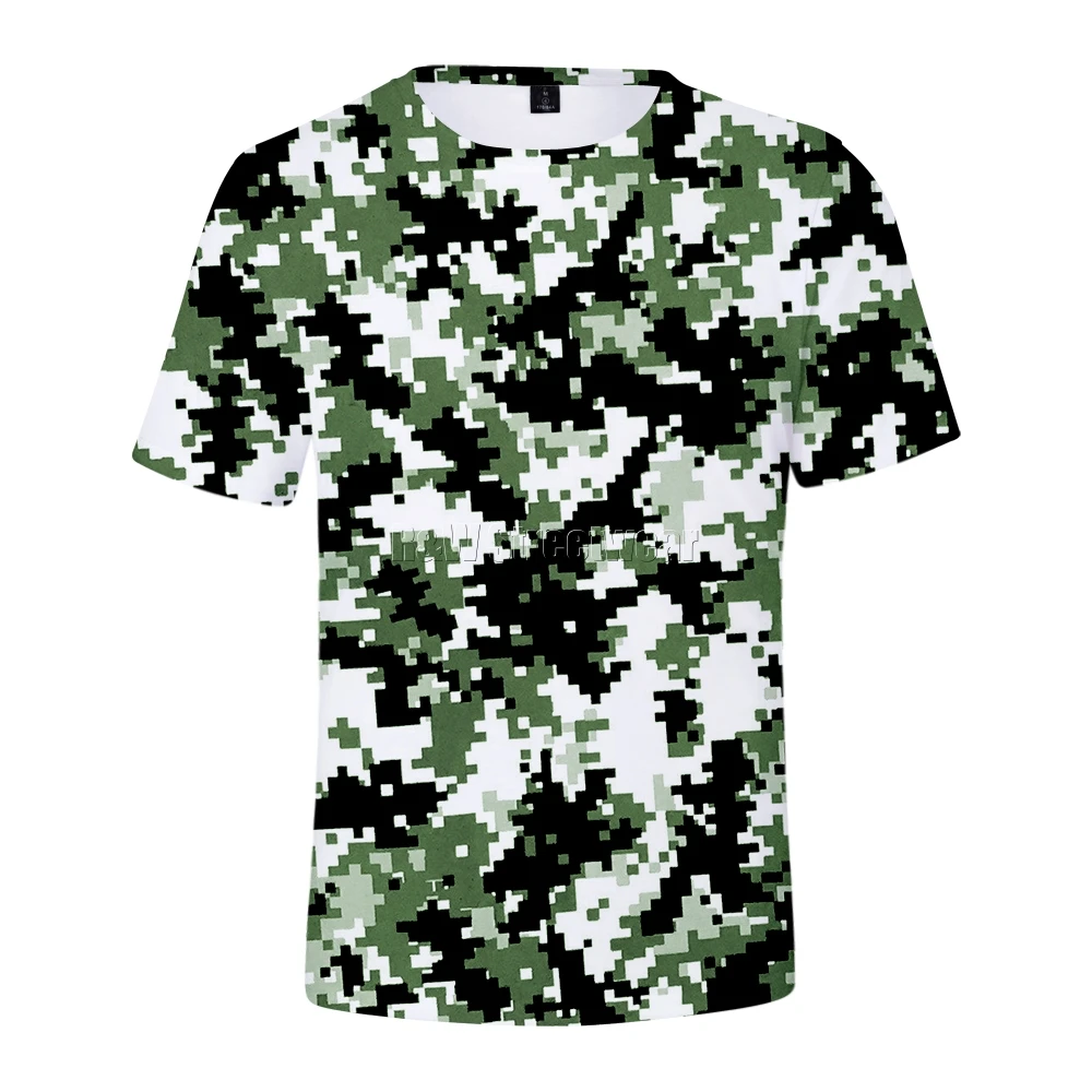 Pixelated камуфляжная Футболка зеленый, красный, фиолетовый, желтый мужские, женские в стиле хип-хоп Уличная Спортивная 3d