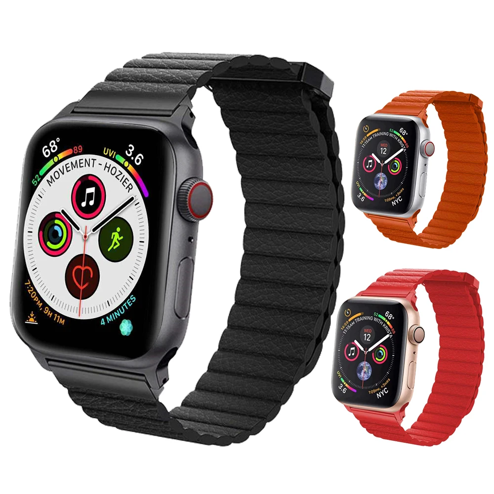 

Genuine Leather loop strap For apple watch band 4 3 42mm 38mm iwatch band 44mm 40mm bracelet wrist belt apple watch Accessories