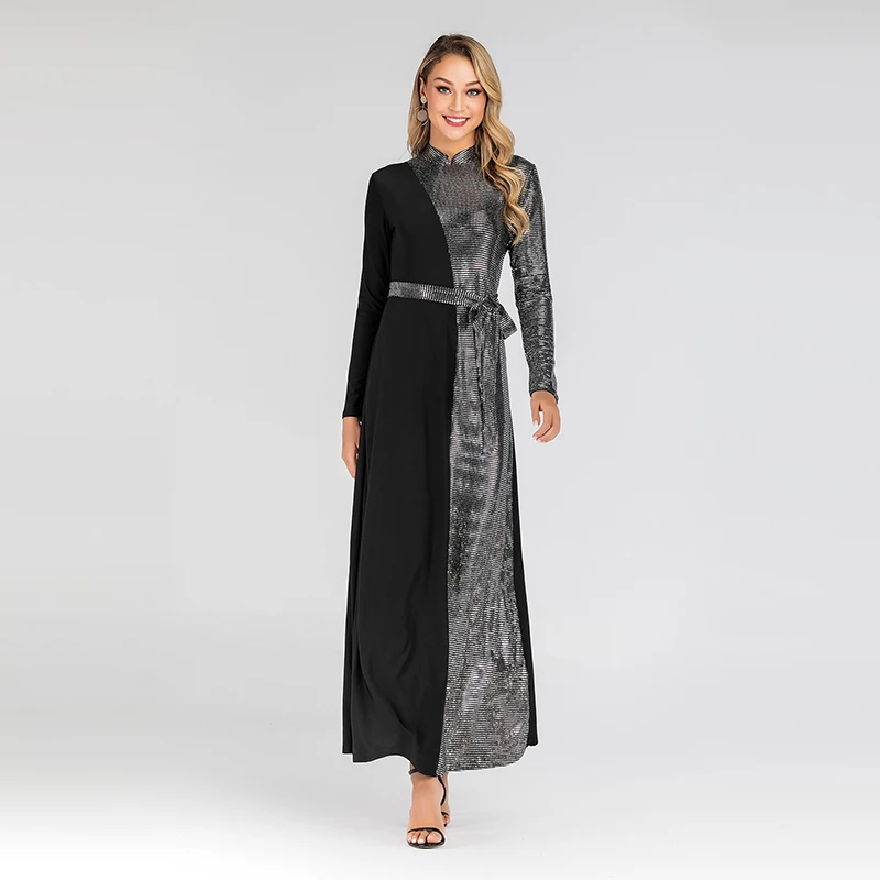 Sequin abaya Дубай турецкое мусульманское платье Абая для женщин вечерние платья ХИДЖАБ КАФТАН Турция Исламская одежда Кафтан Marocain