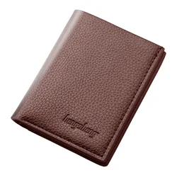 New Men's Wallet Short Lychee Pattern PU Leather Wallet Multifunctional Wallet Cardholder Two-folder Trendy Wallet 2021 New