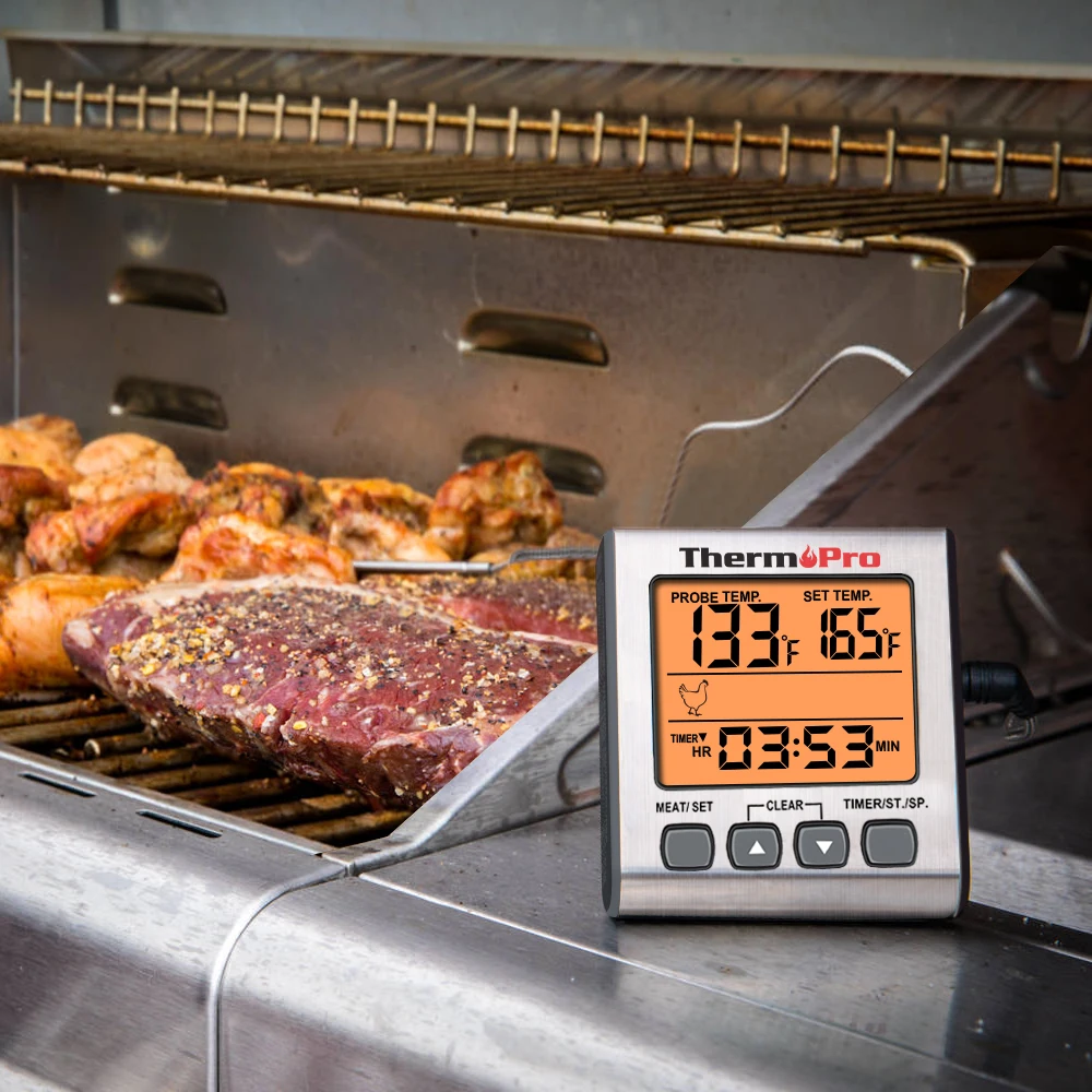 ThermoPro TP16S цифровой термометр для духовки кухонный термометр для мяса с таймером подсветка термометр для барбекю