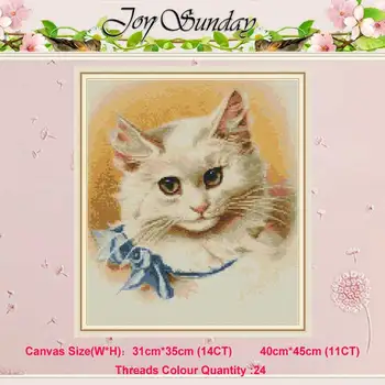 

A cat with a bow tie animals counted 11CT 14CT Cross Stitch Sets DIY Chinese Cross-stitch Kits Embroidery Needlework home decor
