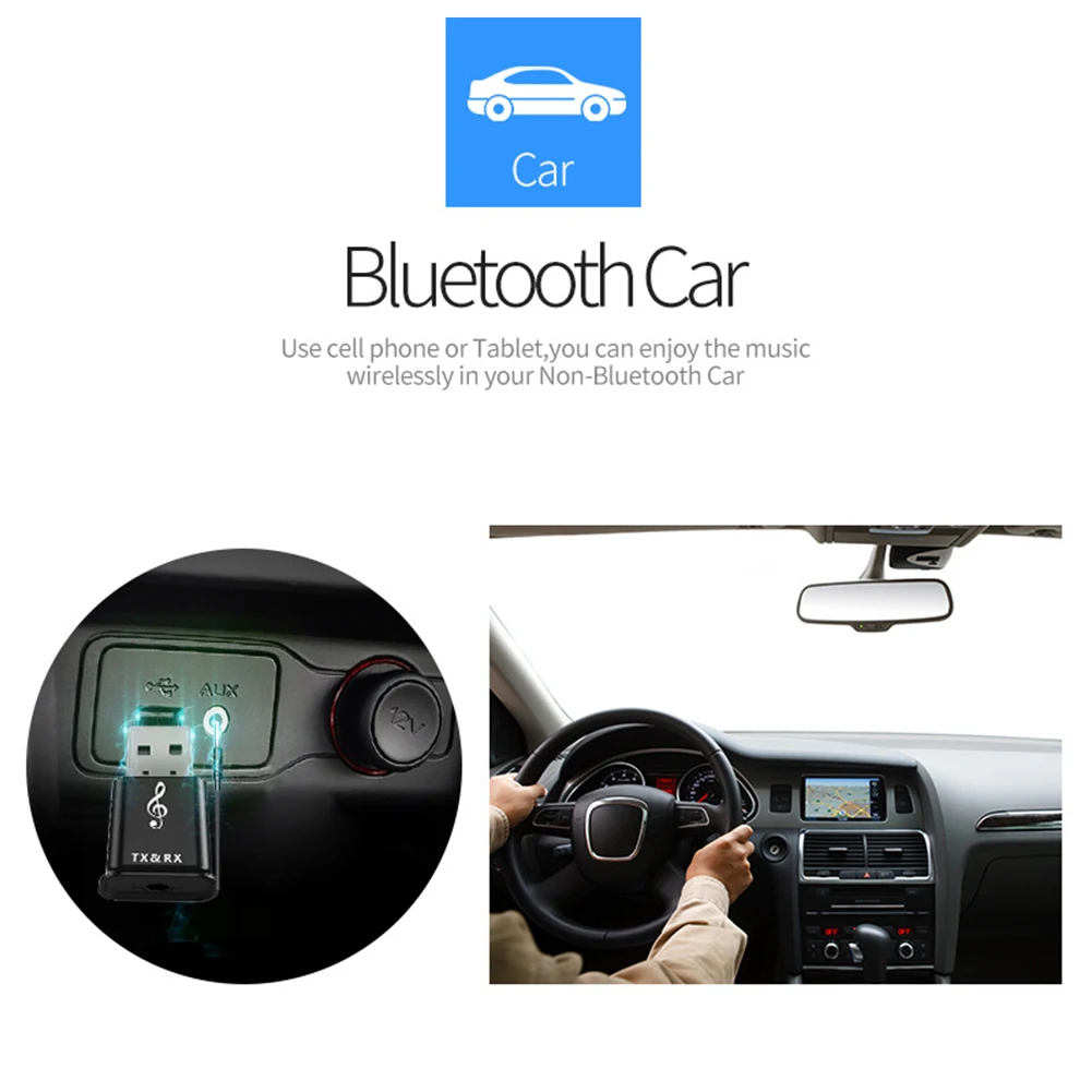 Стерео портативный автомобильный адаптер для ТВ 2 в 1 Bluetooth передатчик приемник USB прочный мини аудио 3,5 мм Aux беспроводной черный
