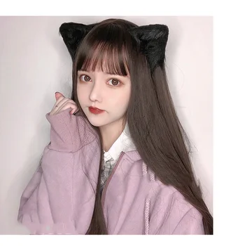 

LUPU Black Brown Synthetic Lolita Wig Long Straight Hair High Temperture Fiber Cute Party Wigs For Women