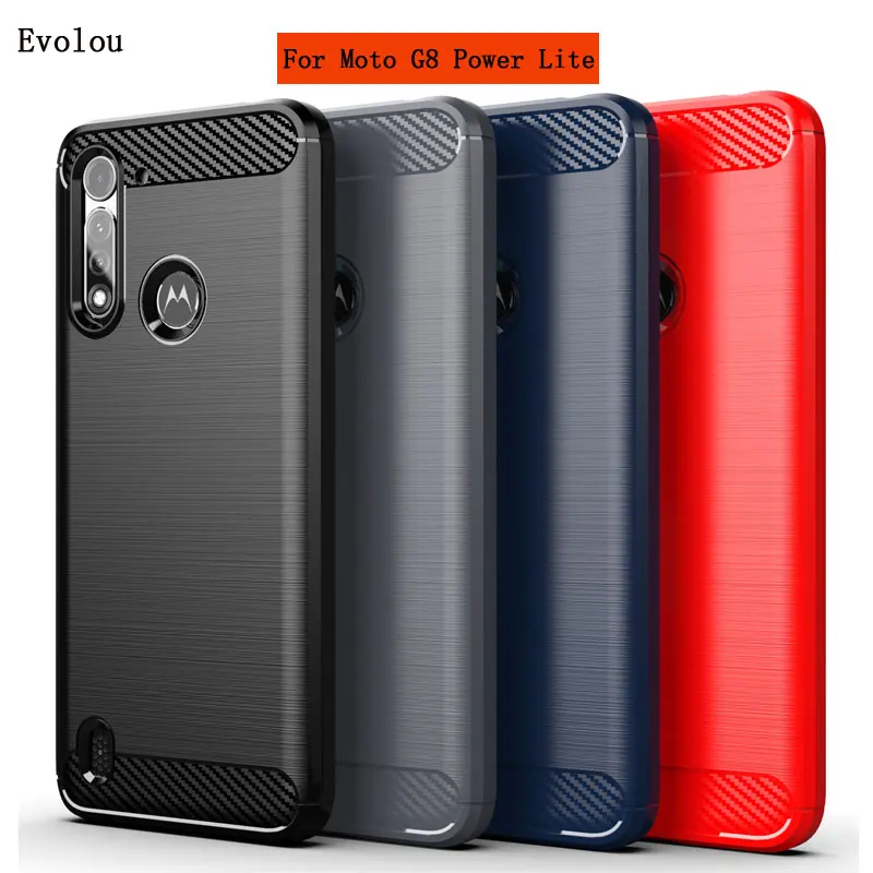 Чехол для Motorola G8 Power Lite Plus One Action из мягкого углеродного волокна с текстурой