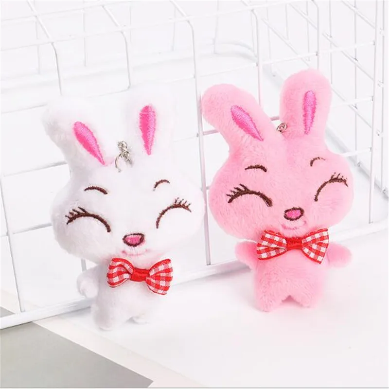 New Stuffed Toys 1Pcs 11CM Squint Smile Rabbit Plush Toy Cute Funny Holiday Gift Small Pendant 5