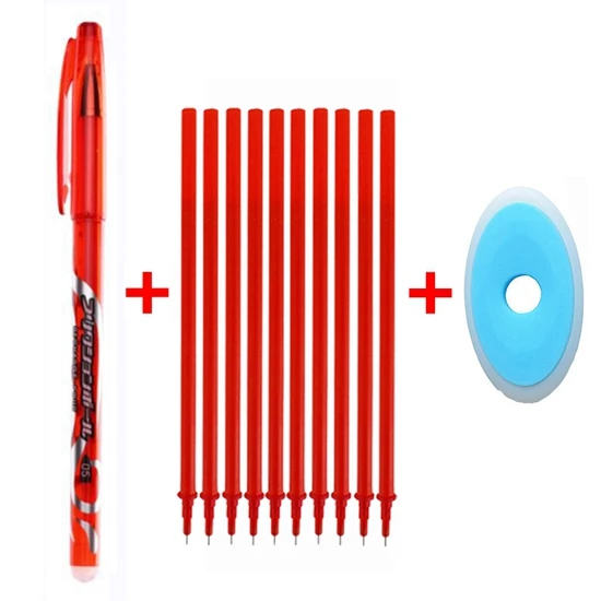 12pcs red D LITZY Горячая Стираемая Ручка Пополнение 12 Шт. / Компл. Офис Гелевая Ручка 0.5 мм Стержень Волшебная Стираемая Ручка Пилот Синий / Черные Чернила Школьные Канцтовары Подарок - Цвет: 12pcs red D