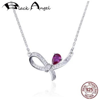 

Heart Knot Women Pink CZ Dazzling Short Necklace 925 Sterling Silver Luxury Wedding Jewelry 2020 New
