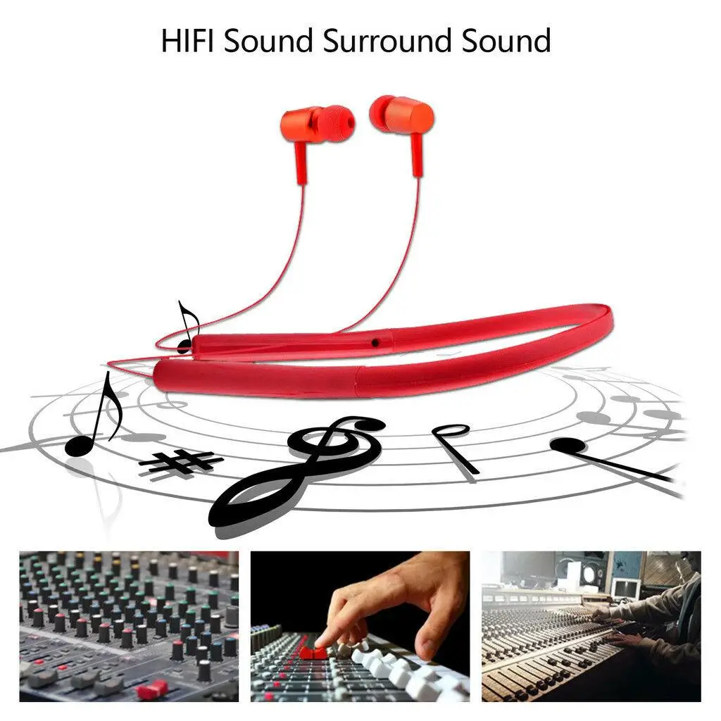 Bluetooth Sport Headset Earphone Stereo Neckband Earbud with Microphone for iPhone Android Samsung Motorola Xiaomi