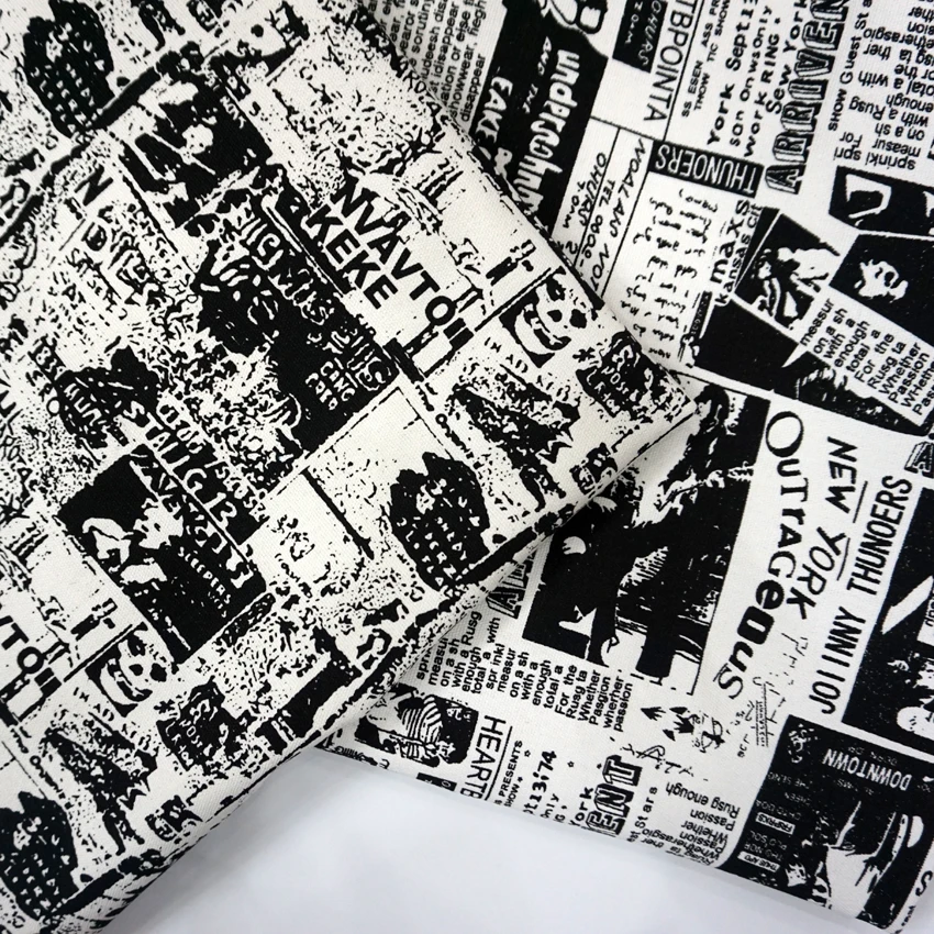 

Simple English Newspaper Retro Handmade Patchwork Cotton Canvas Fabric Sewing Bag Pillow Diy Tablecloth Curtain Sofa 91cm*145cm