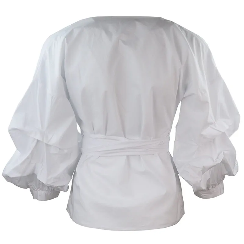 XITAO полосатая бандажная женская блузка модная новинка Весенняя Элегантная Маленькая Повседневная рубашка с пышными рукавами и открытыми плечами DMY2116