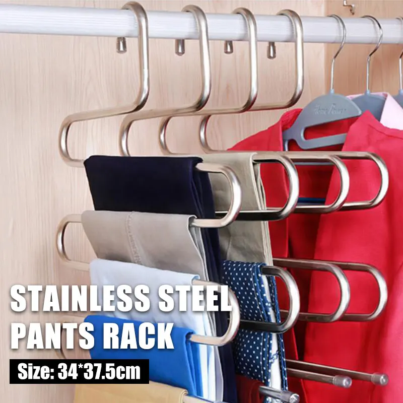 

Clothes Shelf Pants Rack Stainless Steel S-Type Coat Hanger Belt Tools Convenient Device Scarf Holder