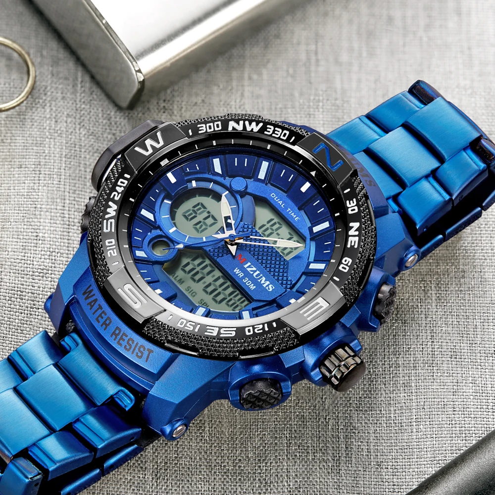 Analog Digital Watches Men Led Full Steel Male Clock Men Military Wristwatch Quartz Sports Wrist Watch Man Reloj Hombre Mizums drop shipping 2019 (21)