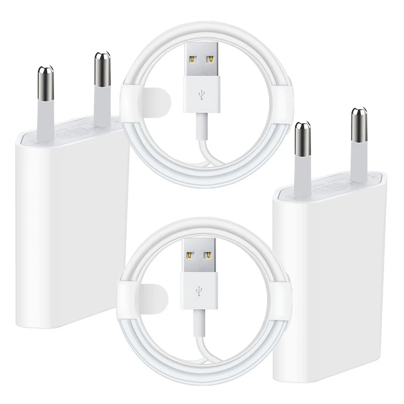 Toevlucht Manoeuvreren Ezel 5v 1a Wall Usb Adapter For Apple Phone Charger Iphone 5 6 6s 7 8 Plus 13 12  11 X Xr Ipad Air Usb Charging Data Cable 2 Pcs Set - Mobile Phone Chargers  - AliExpress