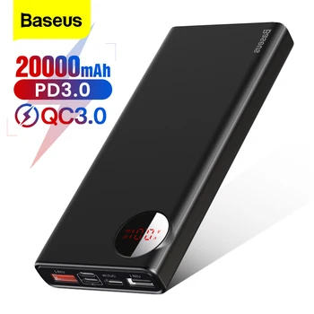 

Baseus 20000mAh Power Bank Quick Charge 3.0 USB Type C PD Powerbank External Battery Charger Poverbank For iPhone Xiaomi Huawei