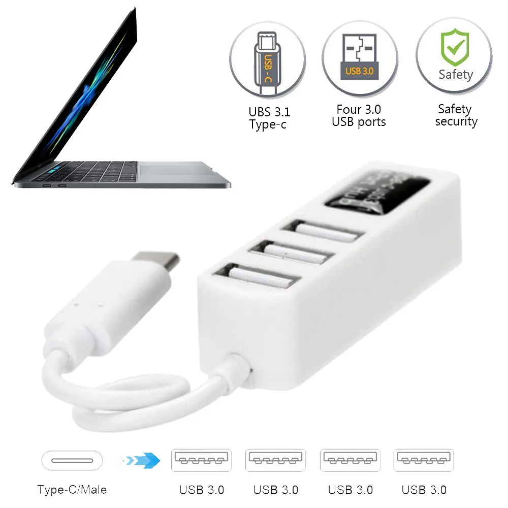 USB 3.0 Hub Portable Micro Type-C 4-Port Adapter High Speed 10Gbps Support Laptop PC Tablet Devices | Компьютеры и офис
