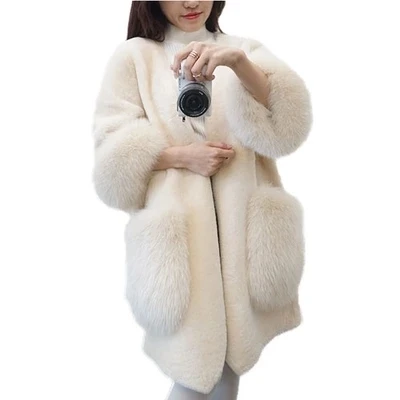 Женское пальто, длинное пальто из искусственного лисьего меха, манто Fourrure Femme Hiver Casacos Feminino Bontjas Kawaii, корейское