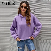 

WYBLZ Women's Hoodie Autumn Winter Plush Thickened Hooded Sweatshirt Women Fashion Casual Loose Sweater Oversized Pullover Top