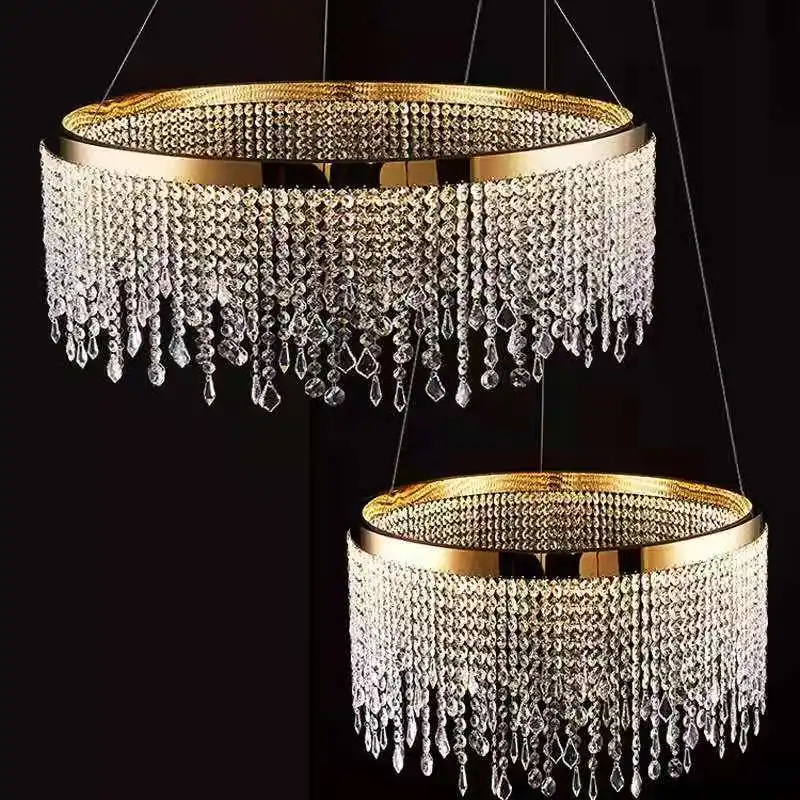 Remote Control Dimmable LED Crystal Chandelier Ceiling Light Round Rectangle Modern Gold Fixture Hang Luxury | Освещение