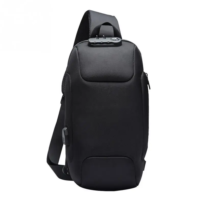 

Men Bag Crossbody Anti Theft Men Leisure Chest Bag Oxford Cloth Adjustable Strap with Code Lock