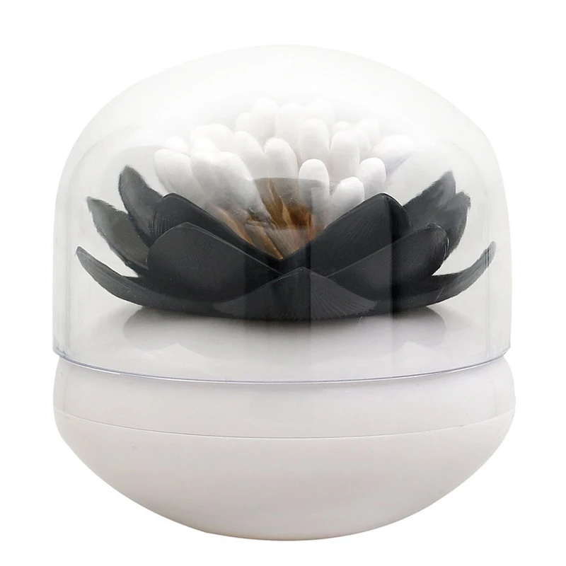 

Hot Chic Lotus Flower Cotton Bud Holder Toothpick Case Cotton Swab Box Home Decor (Black)