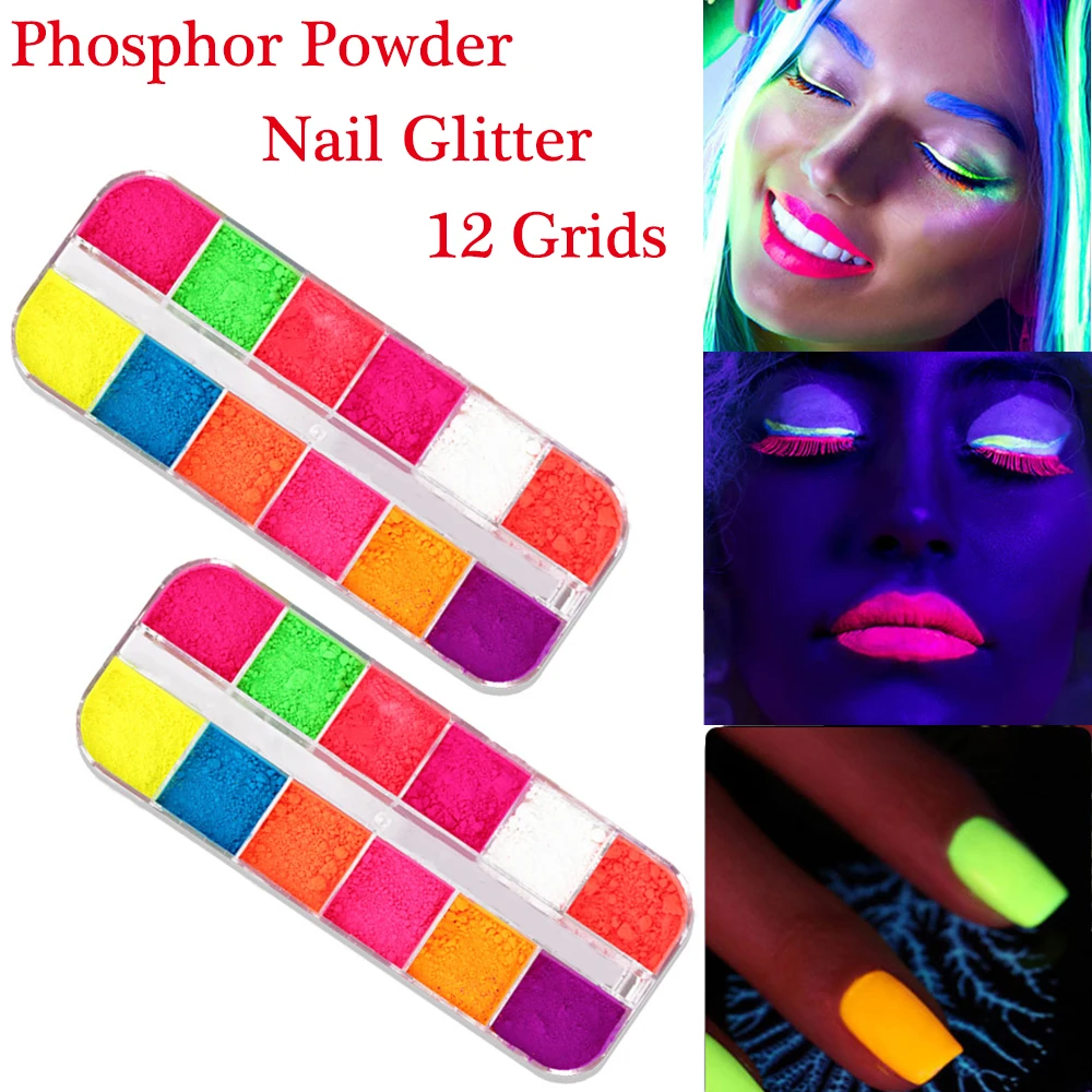 Phosphor Nail Boxed Girlish Nails Super Bright Luminous Powder Pigment Glitter Accessories | Красота и здоровье