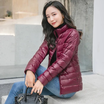 

Women Slim Short Jackets Plus Size 6XL Light Ultra-thin Duck Down Filler 2020 Spring Autumn Winter Fashion Female Bomber Coats