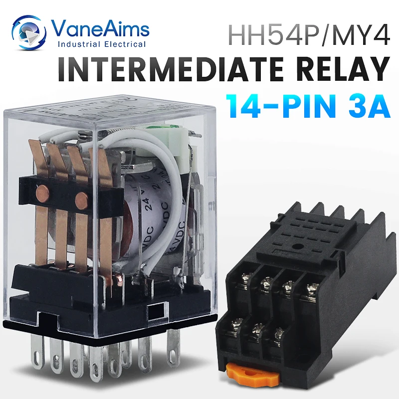 

Relay MY4P HH54P MY4NJ Coil General DPDT Micro Mini Electromagnetic Relay Switch with Socket Base LED AC 110V 220V DC 12V 24V