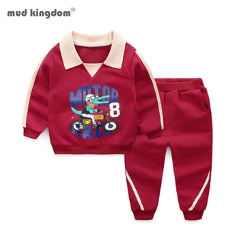 

Mudkingdom Boys Outfits Fashion Long Sleeve Cartoon Print Lapel Sweatshirts and Jogger Trousers Set Fall Sportswear Boys Clothes