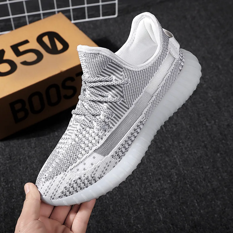 

Couples Casual Shoes Silver Fluorescent Stars Coconut Shoes Fly Woven Small White Shoes Students Sports Trend MEN'S SHOES