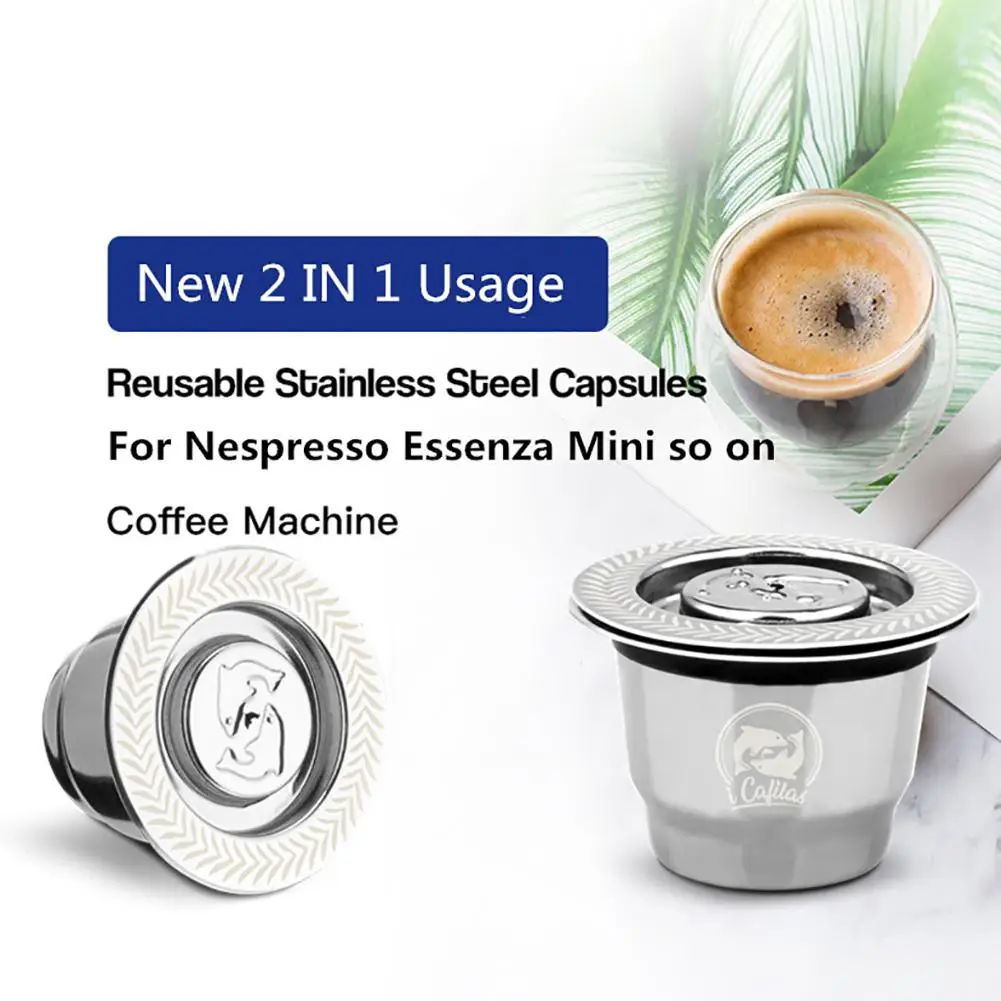 

Stainless SteelFor Nespresso Reutilisable Inox 2 In 1 Usage Refillable Capsule Crema Espresso Reusable Refillable Nespresso