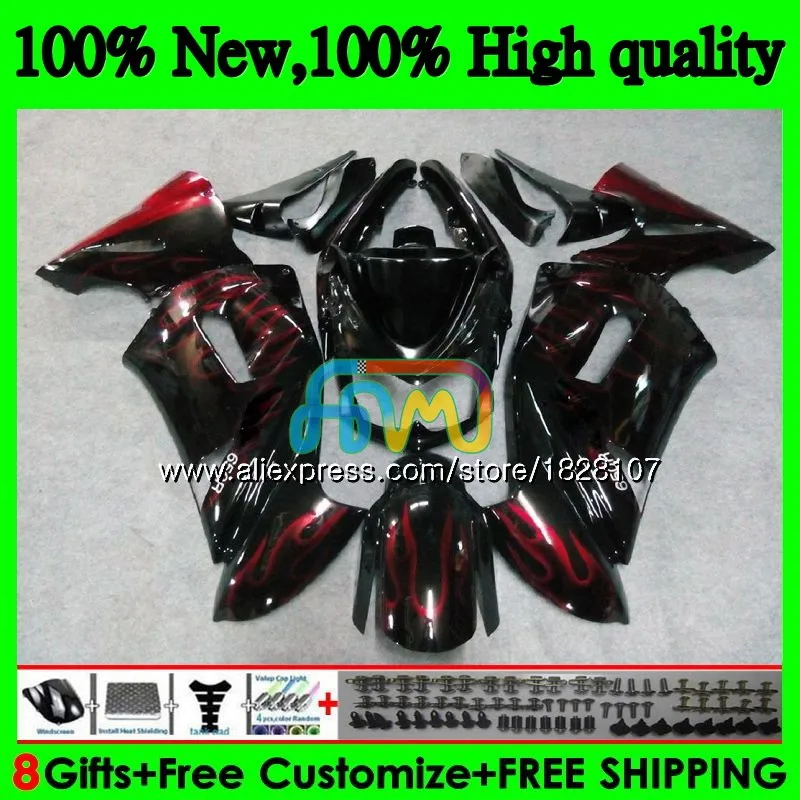 Корпус для KAWASAKI 650R ER6 F 650 R ER 6 F ER6F 06 650R-ER6F Горячий красный огонь 6BS. 9 ER-6F ER 6F 06 07 08 2006 2007 2008 комплект обтекателей