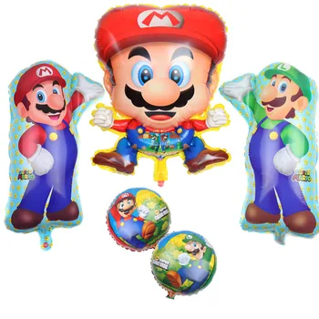 

1pcs Super Mario Balloons Theme party Boy Girl Birthday Party Mario Luigi Bros Mylar Blue Red Helium Balloon Kids Classic Toys