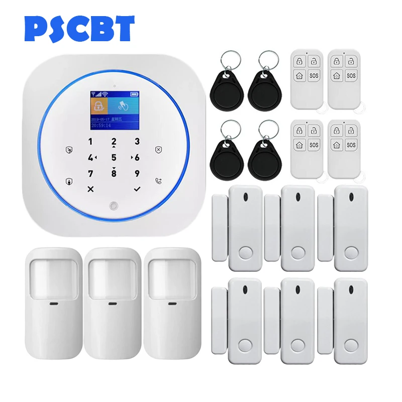 Kit 12 Tuya Smart wifi GSM сигнализация Alexa Google домашняя охранная система безопасности комплект PIR датчик движения двери приложение пульт дистанционного управления камера монитор - Цвет: Kit 12